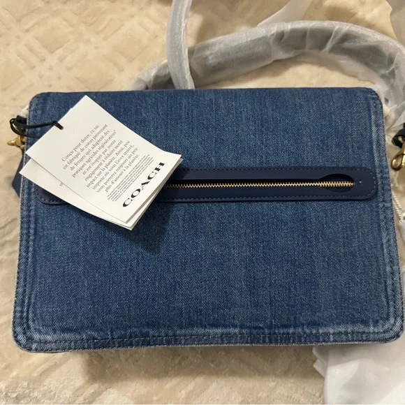 Coach Tabby 30 Denim Crossbody Bag with Gold Chain - Picture 3 of 5